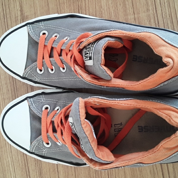 Converse orange and grey low top mens 7 women's 9 - Picture 9 of 9